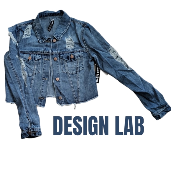Design Lab Lord & Taylor Distressed Denim Jacket - Picture 2 of 7